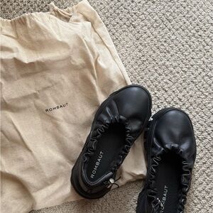 Women's Black Leather Ballet Sneakers